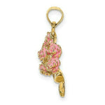 Load image into Gallery viewer, 14K Yellow Gold Bouquet Of Pink Roses 2-D

