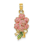 Load image into Gallery viewer, 14K Yellow Gold Bouquet Of Pink Roses 2-D

