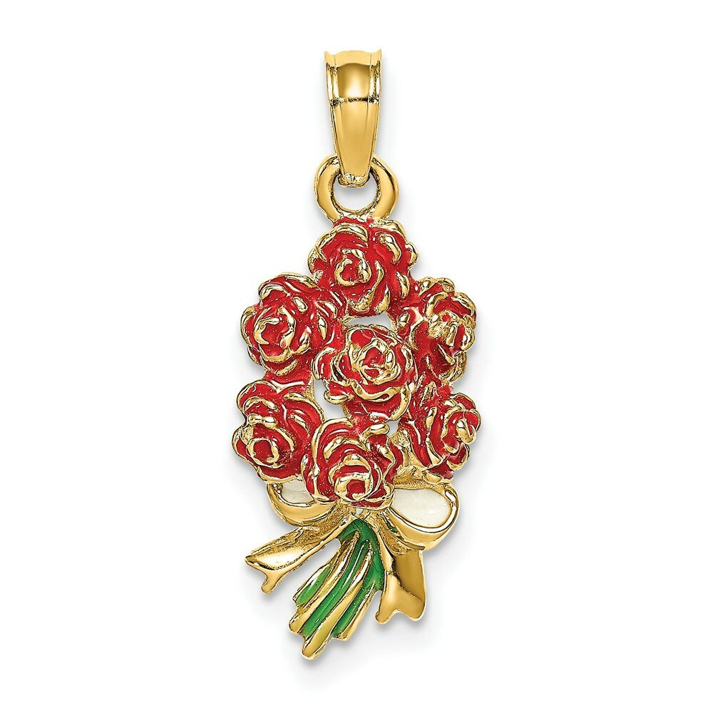 Bouquet Of Red Roses - 14K Yellow Gold
