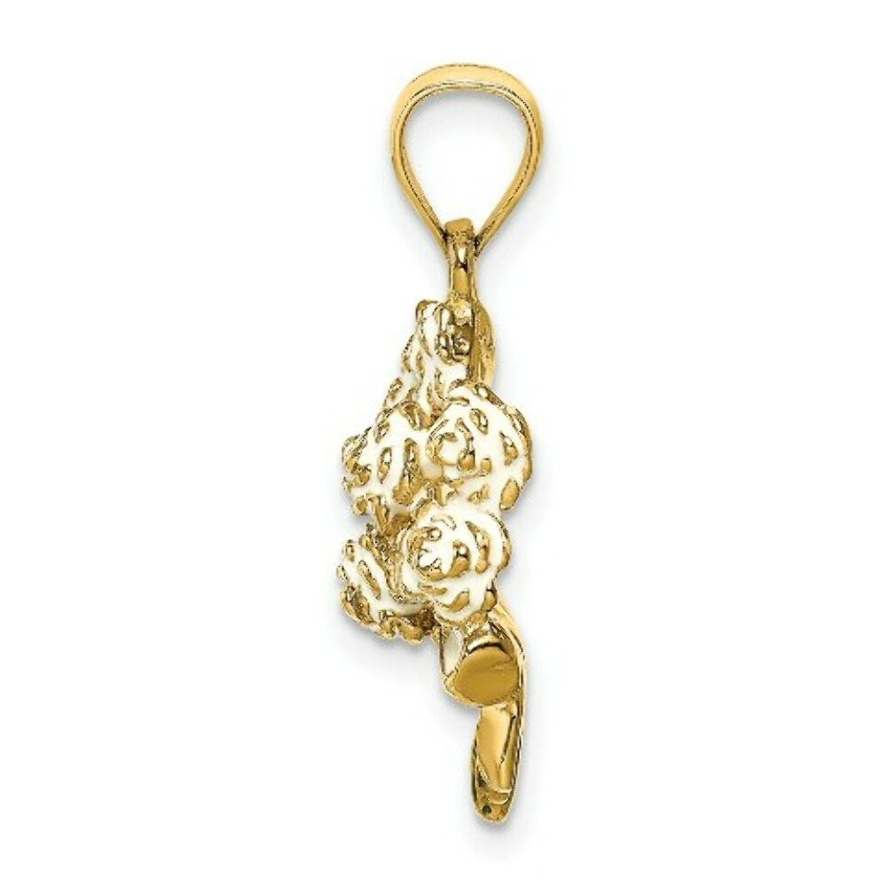 14K Yellow Gold Bouquet Of White Roses 2-D