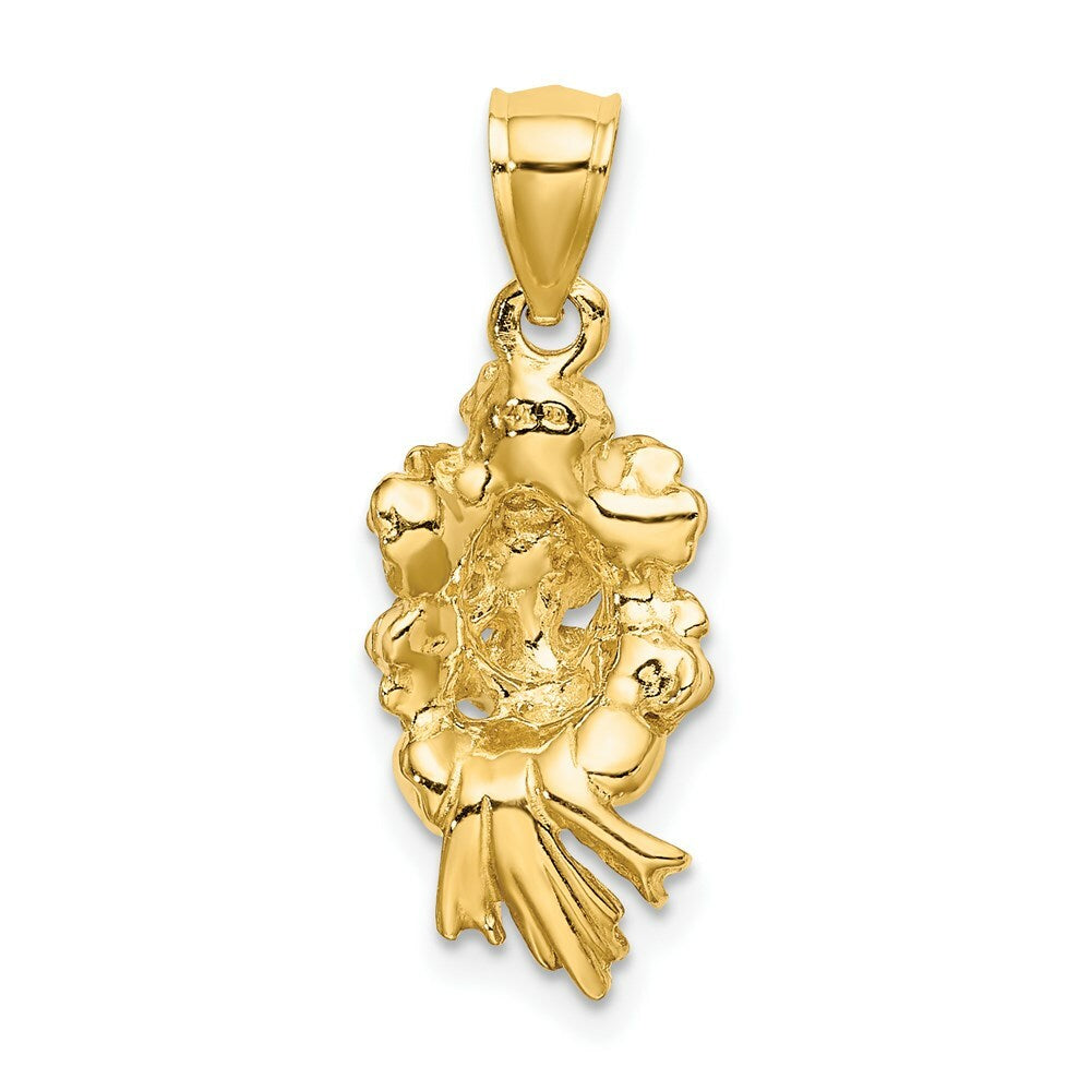 14K Yellow Gold Bouquet Of White Roses 2-D