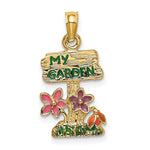 Load image into Gallery viewer, 14K Yellow Gold Multi Enamel MY GARDEN POST Flower Charm Pendant
