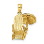 Load image into Gallery viewer, 14K Yellow Gold 3-D With Enamel Umbrella Beach Chair Charm Pendant
