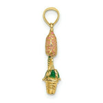 Load image into Gallery viewer, 14K Yellow Gold 3-D Pink Hydrangea Flowers In Pot Charm Pendant
