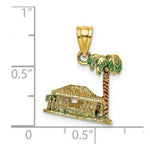 Load image into Gallery viewer, 14K Yellow Gold 3-D With Enamel Palm Tree &amp; Hut Charm Pendant
