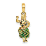 Load image into Gallery viewer, 14K Yellow Gold 3-D Hula Girl With Moveable Grass Skirt Charm Pendant
