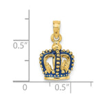 Load image into Gallery viewer, 14K Yellow Gold 3-D Blue Enamel Crown Charm Pendant
