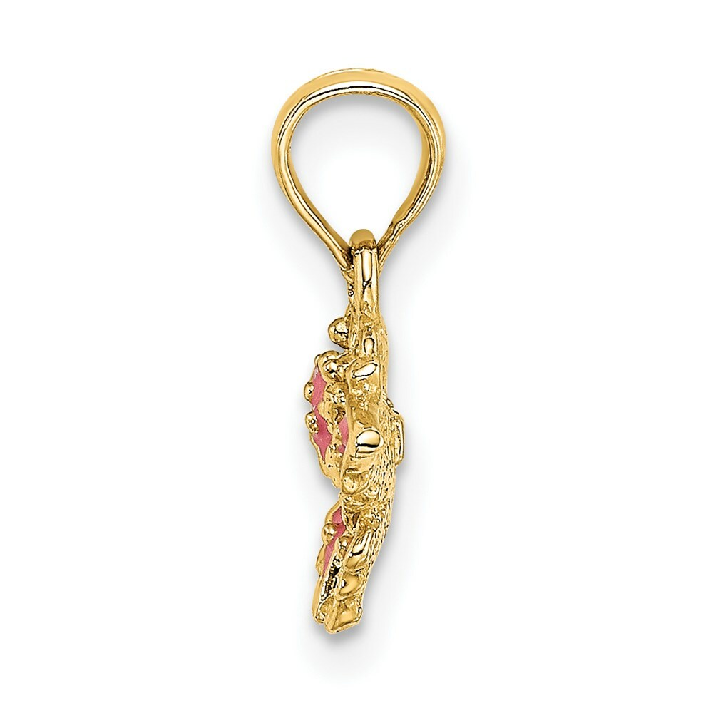 Pink Butterfly Pendant in 14K Yellow Gold - Small - Pink Enameled