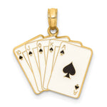 Load image into Gallery viewer, 14K Yellow Gold ENAMEL PLAYING CARDS ROYAL FLUSH Charm Pendant
