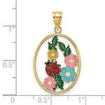 Load image into Gallery viewer, 14K Yellow Gold Stained Glass With Enamel Oval Ladybug Charm Pendant
