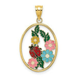 Load image into Gallery viewer, 14K Yellow Gold Stained Glass With Enamel Oval Ladybug Charm Pendant
