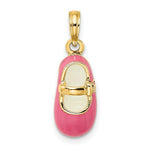 Load image into Gallery viewer, 14K Yellow Gold 3-D With Pink Enamel BABY SHOE Charm Pendant
