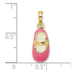 Load image into Gallery viewer, 14K Yellow Gold 3-D With Pink Enamel BABY SHOE Charm Pendant
