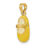 Load image into Gallery viewer, 14K Yellow Gold 3-D With Yellow Enamel BABY SHOE Charm Pendant
