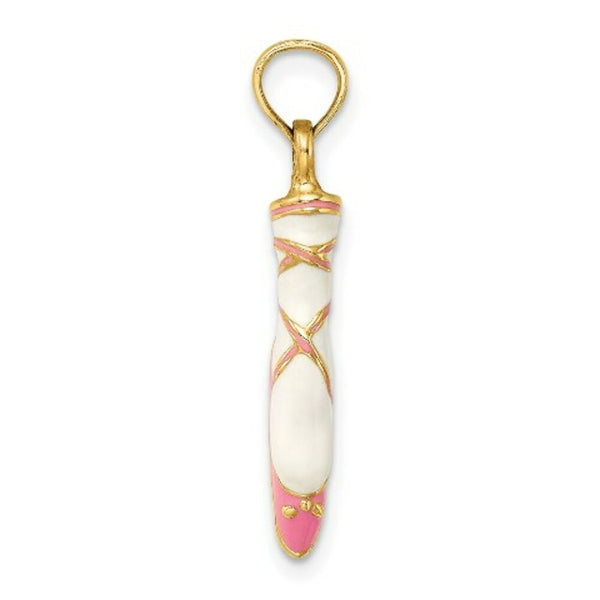 14K Yellow Gold 3-D ENAMEL BALLET SHOE Charm Pendant