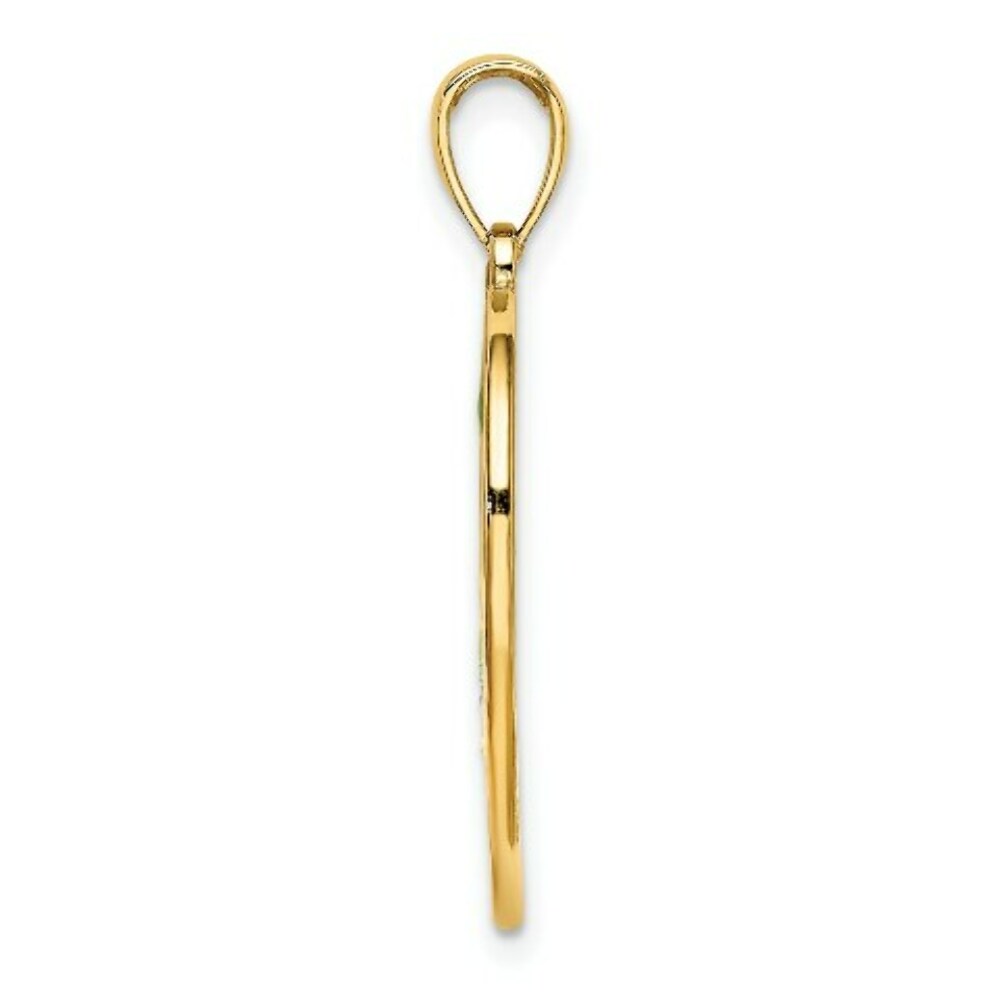 14K Yellow Gold Enamel Dolphins In Heart Charm Pendant