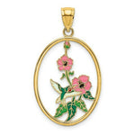 Load image into Gallery viewer, 14K Yellow Gold With Enamel Hummingbird &amp; Flowers In Oval Frame Charm Pendant
