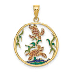 Load image into Gallery viewer, 14K Yellow Gold Enamel Sea Turtles In Circle Charm Pendant
