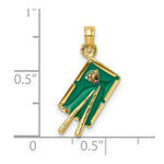 Load image into Gallery viewer, 14K Yellow Gold With Green Enamel 3-D POOL TABLE Charm Pendant
