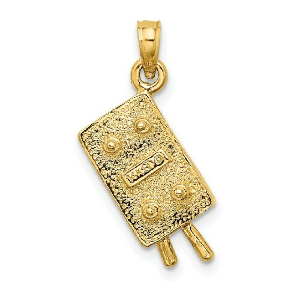 14K Yellow Gold With Green Enamel 3-D POOL TABLE Charm Pendant