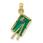 Load image into Gallery viewer, 14K Yellow Gold With Green Enamel 3-D POOL TABLE Charm Pendant
