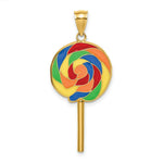 Load image into Gallery viewer, 14K Yellow Gold Large 3-D Lollipop With Multi-Color Enamel
