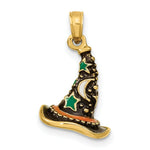 Load image into Gallery viewer, 14K Yellow Gold With Enamel 3-D Witch's Hat (Halloween) Charm Pendant
