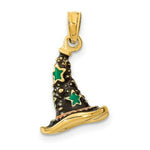Load image into Gallery viewer, 14K Yellow Gold With Enamel 3-D Witch's Hat (Halloween) Charm Pendant
