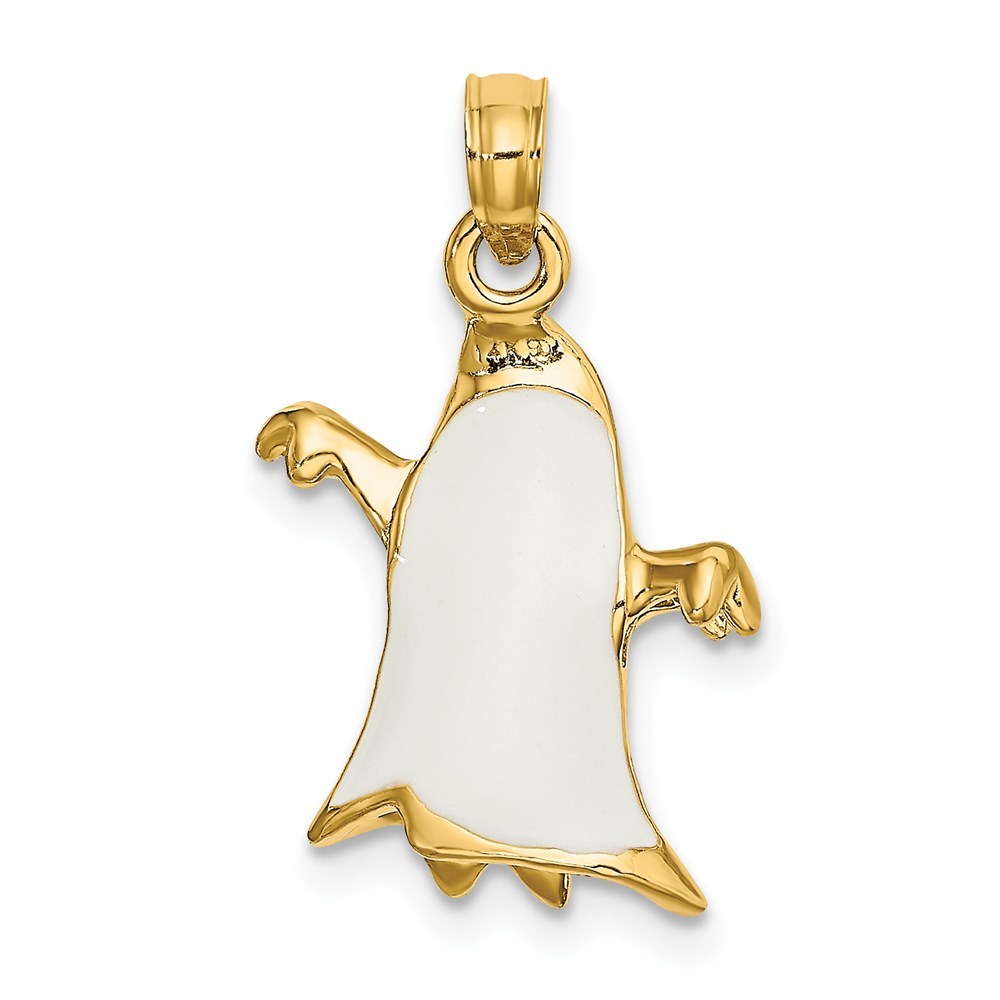 14K Yellow Gold 3-D Enameled Ghost Charm Pendant