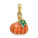 Load image into Gallery viewer, 14K Yellow Gold 3-D Enameled Pumpkin Charm Pendant
