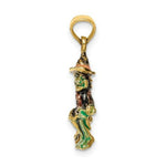 Load image into Gallery viewer, 14K Yellow Gold 3-D Enameled Witch Flying on Broom Charm Pendant
