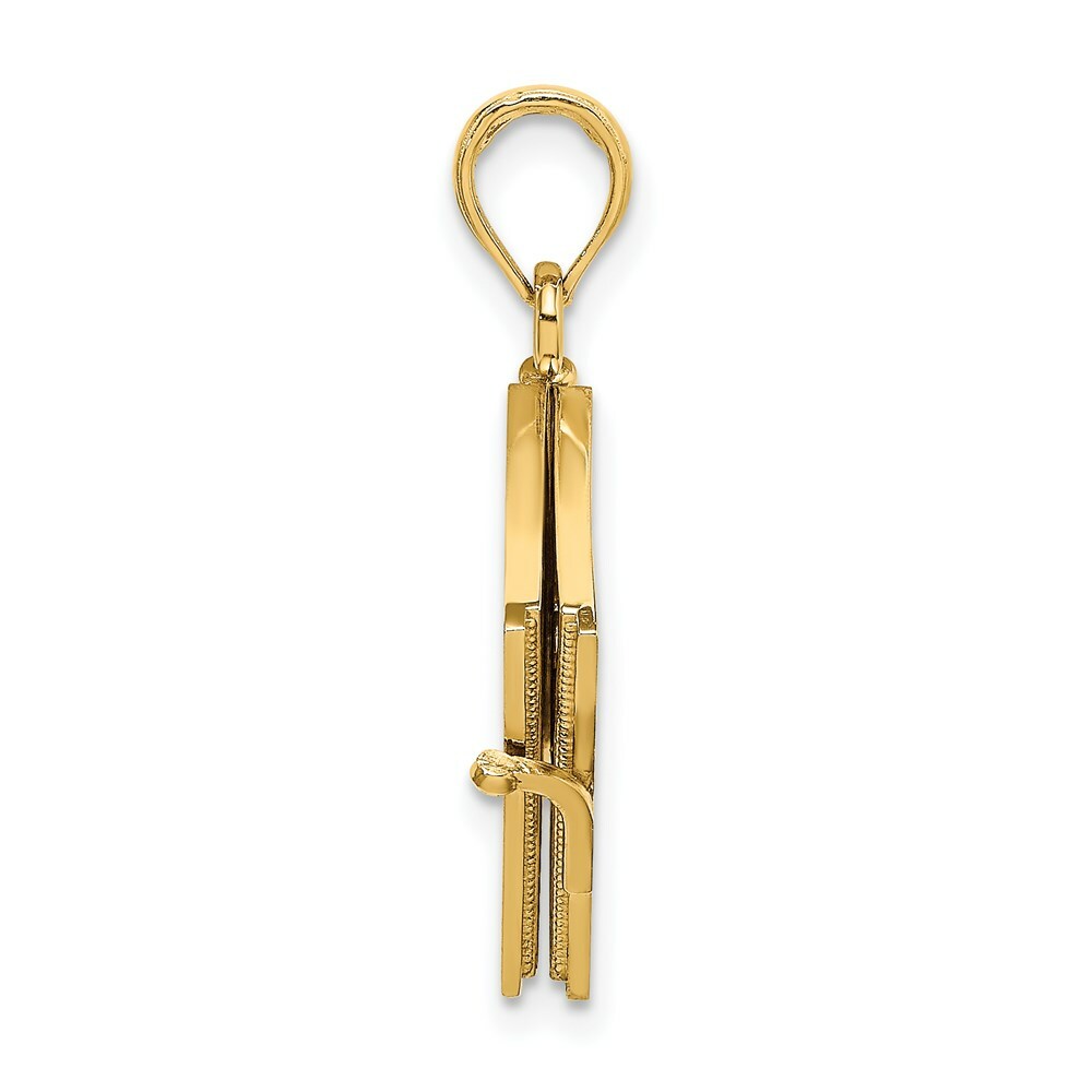 14K Yellow Gold Polished Enameled Moveable MY Love STORY Book Pendant