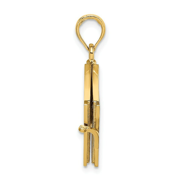 14K Yellow Gold Polished Enameled Moveable MY Love STORY Book Pendant