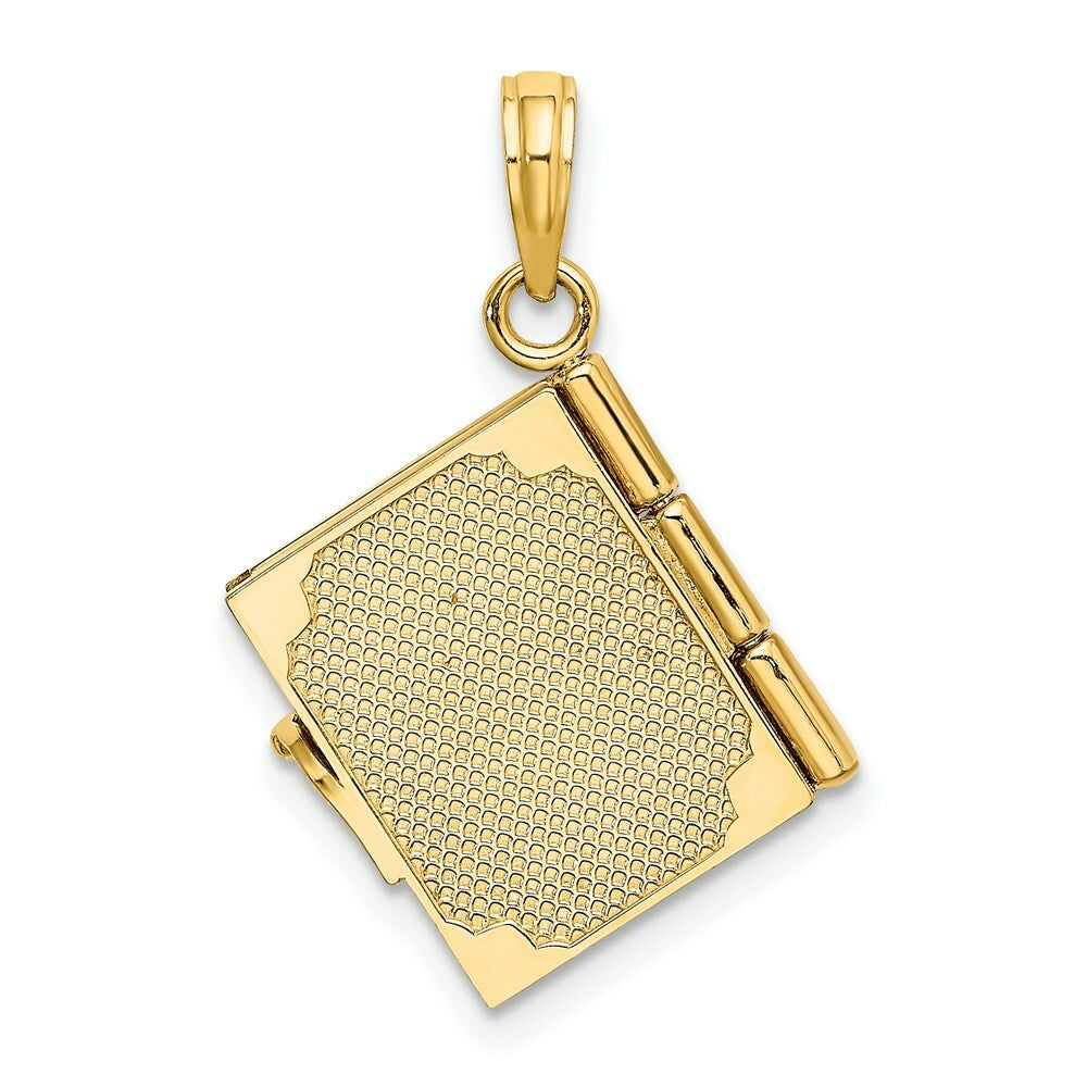 14K Yellow Gold Polished Enameled Moveable MY Love STORY Book Pendant