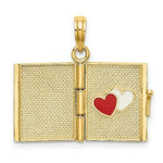 Load image into Gallery viewer, 14K Yellow Gold Polished Enameled Moveable MY Love STORY Book Pendant
