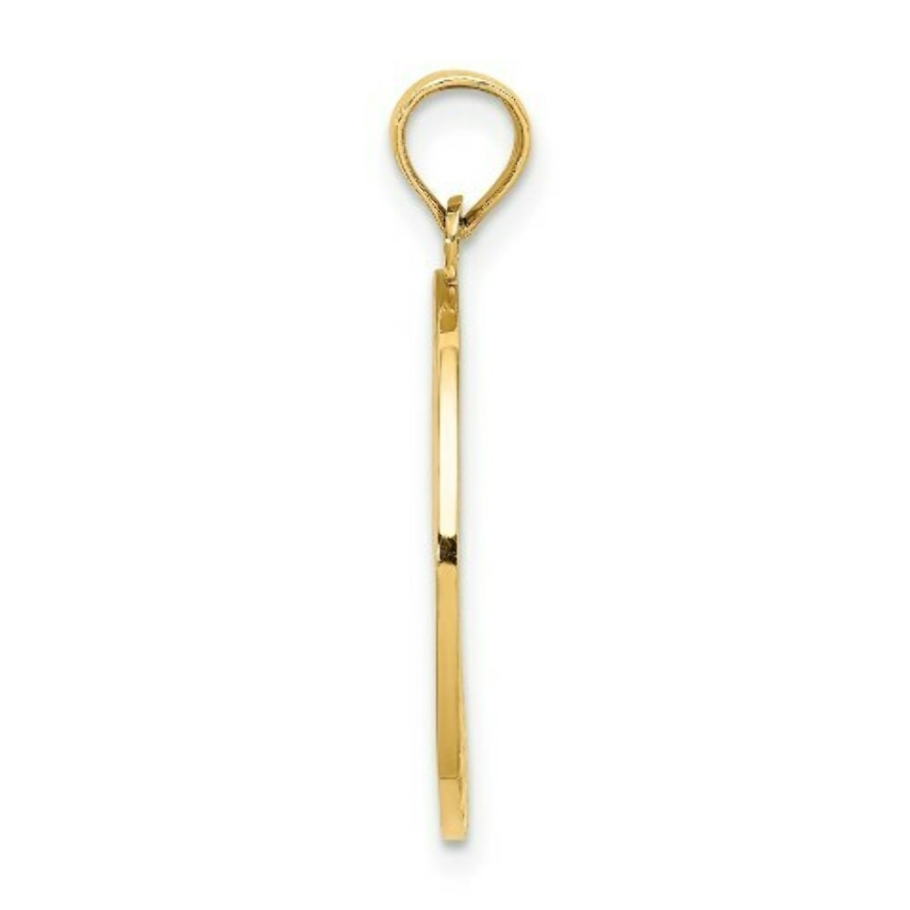 14K Yellow Gold TRAVERSE CITY, MI On Round Frame With Enamel Cherry Charm Pendant