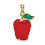 Load image into Gallery viewer, 14K Yellow Gold Enameled Red Delicious Apple With Stem and Leaf 2-D
