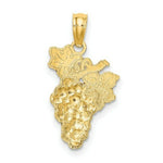 Load image into Gallery viewer, 14K Yellow Gold With Enamel 2-D Grapes With Stem &amp; Leaf Charm Pendant

