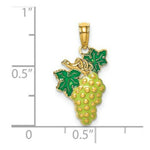 Load image into Gallery viewer, 14K Yellow Gold With Enamel 2-D Grapes With Stem &amp; Leaf Charm Pendant
