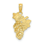 Load image into Gallery viewer, 14K Yellow Gold With Enamel 2-D Grapes With Stem &amp; Leaf Charm Pendant
