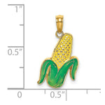 Load image into Gallery viewer, 14K Yellow Gold With Enamel 2-D Corn With Peeled Husk Charm Pendant
