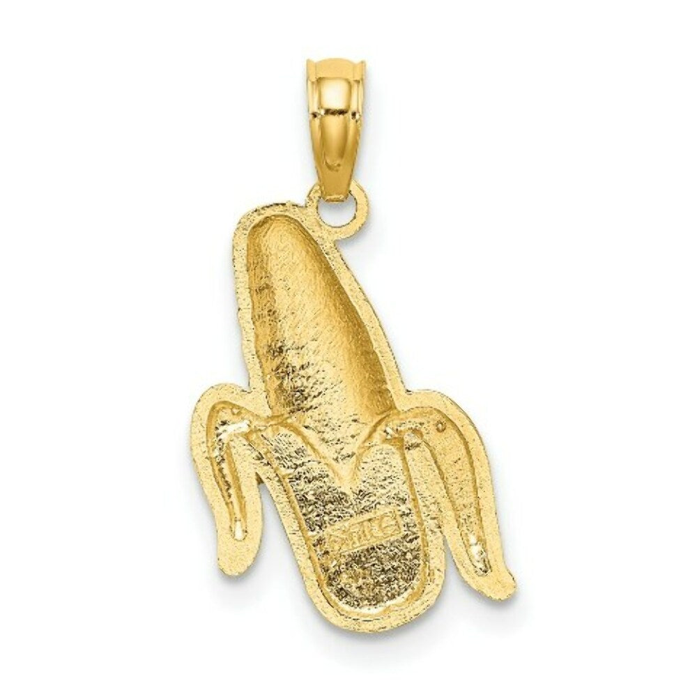 14K Yellow Gold With Enamel 2-D Corn With Peeled Husk Charm Pendant