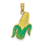 Load image into Gallery viewer, 14K Yellow Gold With Enamel 2-D Corn With Peeled Husk Charm Pendant
