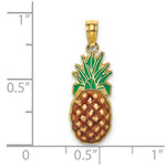 Load image into Gallery viewer, 14K Yellow Gold With Enamel 2-D Pineapple Charm Pendant
