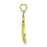 Load image into Gallery viewer, 14K Yellow Gold With Enamel 2-D Comice Pear With Stem &amp; Leaf Charm Pendant
