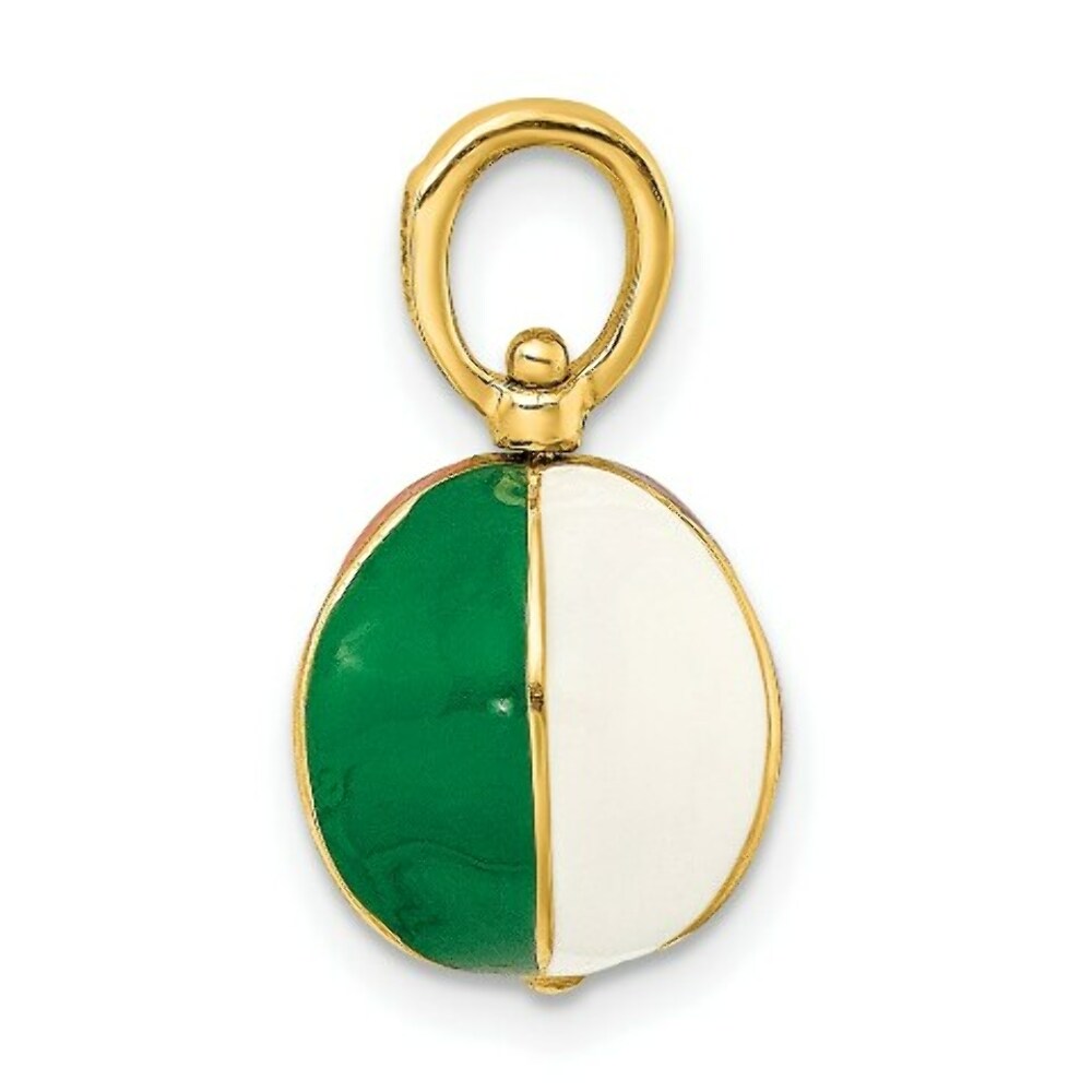 14K Yellow Gold 3-D Multi Color Enamel Beach Ball Charm Pendant
