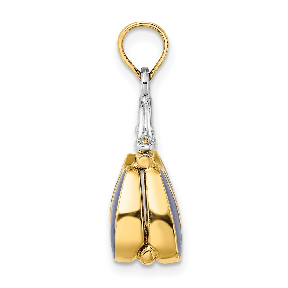 14K Yellow Gold 3-D NAVY Enameled HANDBAG MOVEABLE Charm Pendant