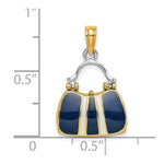 Load image into Gallery viewer, 14K Yellow Gold 3-D NAVY Enameled HANDBAG MOVEABLE Charm Pendant
