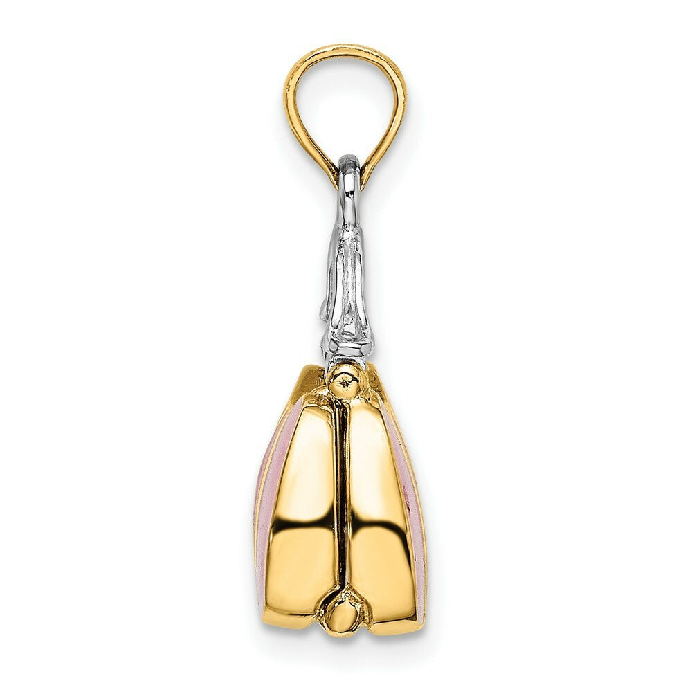 14K Yellow Gold 3-D With Enamel Moveable Handbag Charm Pendant