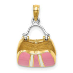 Load image into Gallery viewer, 14K Yellow Gold 3-D With Enamel Moveable Handbag Charm Pendant
